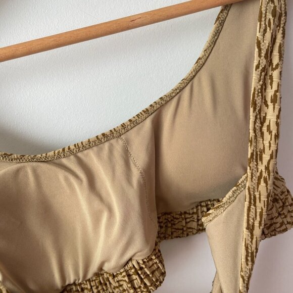 Aerie SET Jacquard Scrunchie Scoop Bikini Top + Cheeky Bottom Size M/L - Picture 5 of 10